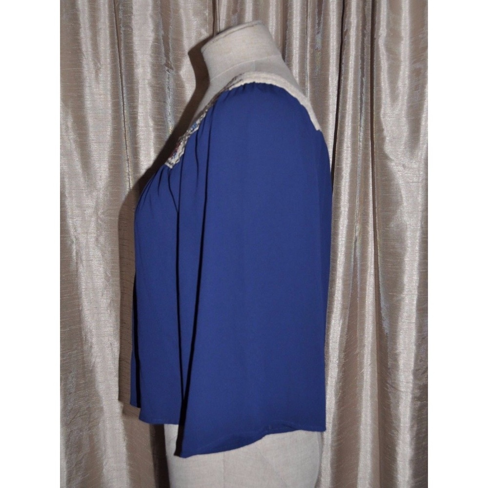 sold FLYING TOMATO Blue Folk Embroidered Swing Top - Picture 5 of 7